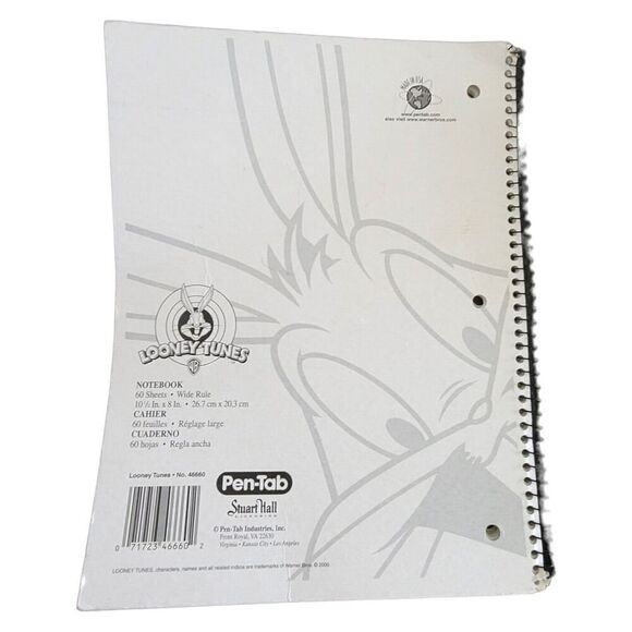 Vintage Looney Tunes Bugs Bunny Notebook Wide Rule 1998 Loony Toons - Picture 2 of 4